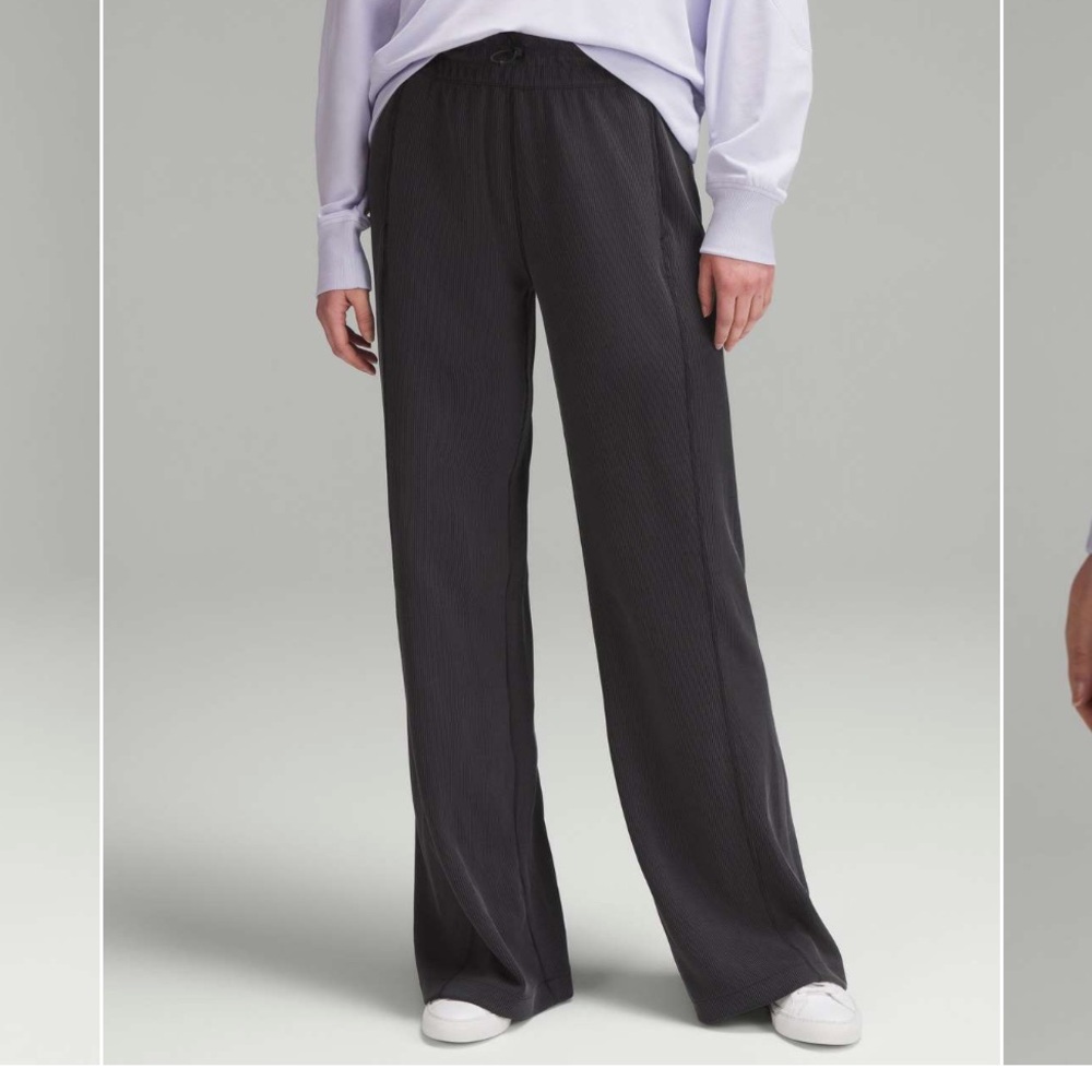 Lululemon Black Ribbed Softstreme High-Rise Pants 32”